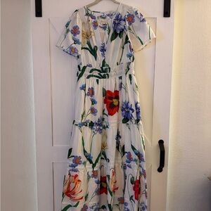 Anthropologie Blue and Green Floral Dress